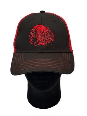AMG Portland Winterhawks Snapback Mesh Trucker Hat Cap Black Red Unisex